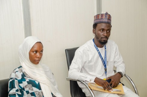 L-R: Admin Officer IPC, Nimat Suleiman and Communication Officer IPC Liman Abdullahi during the courtesy visit to Nigeria Institute of Public Relations