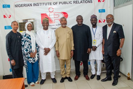 L-R: PRO NIPR – Mr. Stanly Ogadigbo, Admin Officer IPC - Nimat Suleiman, Founder and Executive Director IPC, Dr. Suleiman A. suleiman, President NIPR - Dr. Ike Neliaku, Vice president NIPR - Prof. Emmanuel Dandaura, Communication Officer IPC - Liman Abdullahi, and Registrar NIPR - Uzoma Godson Onyegbadue.